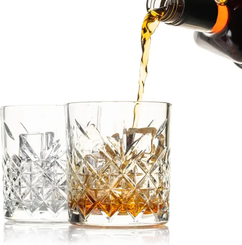 Vista 5 de Bezrat Juego de 6 vasos de whisky – Vasos de chupito multiestilo – Vasos escoceses de 10 onzas – Vasos de roca Barware para whisky, Bourbon, bebidas