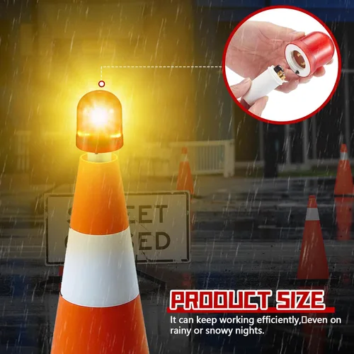 Vista 2 de VIHOSE 2 piezas de luces LED para conos de tráfico, cono de tráfico intermitente con 3 modos de parpadeo, luz de advertencia LED para conos