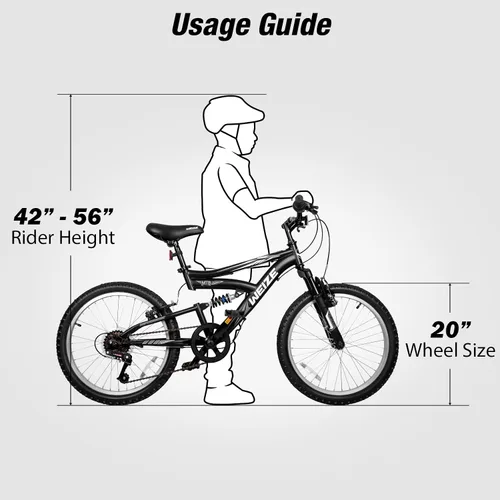 Vista 5 de Bicicleta de montaña para niños WEIZE, bicicletas de 20 y 24 pulgadas para niños de 6 a 14 años, para niños y niñas, con suspensión doble completa