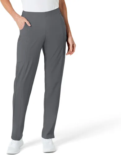 Vista 19 de WonderWink pantalones de cargo de frente plana para mujer Gris carbón jaspeado