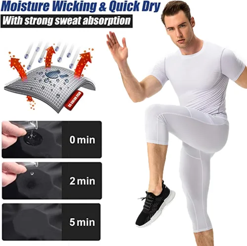 Vista 4 de SPVISE - Juego de 1 o 2 camisetas de compresión para hombre, de manga corta, para entrenamiento atlético, top para correr, camiseta fresca y activa