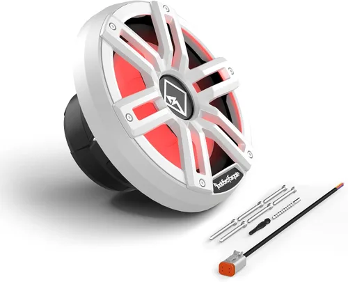 Vista 6 de Rockford Fosgate M2D2-10I Color Optix 10" DVC 2-Ohm Infinite Baffle Multicolor LED Iluminado Subwoofer Marino - Blanco/Acero inoxidable