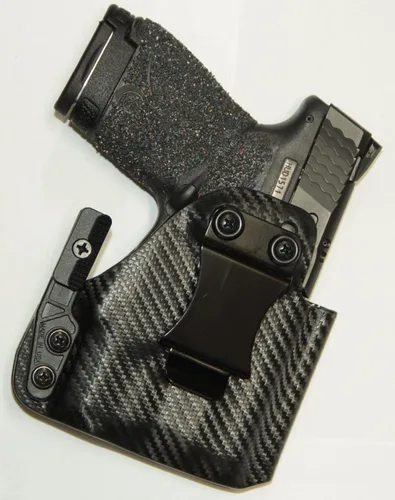 Vista 3 de REVKEL - Funda IWB moldeada Kydex personalizada compatible con Glock 26/27/33 con riel táctico Recover y Olight PL2 Mini Valkyrie con garra Modwing.