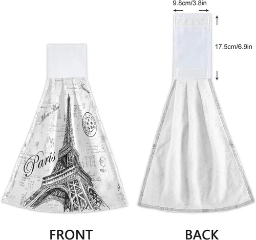 Vista 4 de Nander Toalla de algodón Paris Eiffel Tower, 2 toallas absorbentes para baño, lavable a máquina