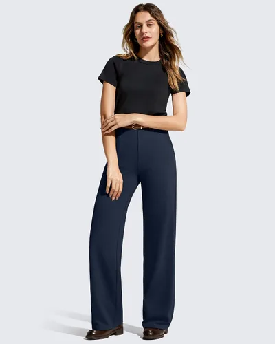 Vista 5 de G4Free EverGoing - Pantalones de vestir de pierna ancha para mujer con Azul marino oscuro