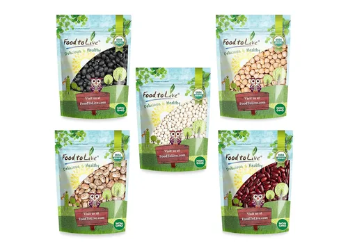 Vista 3 de Food to Live Frijoles orgánicos en una caja de regalo: un paquete variado de frijoles pintos, frijoles rojos oscuros, frijoles negros, frijoles