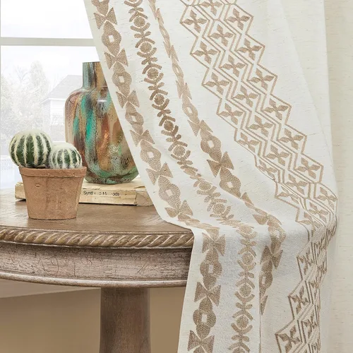 Vista 10 de Cortinas de Lino Natural de 63 Pulgadas de Largo, Juego de 2 Paneles para Sala de Estar y Dormitorio, Cortinas Semitransparentes con Ojales que