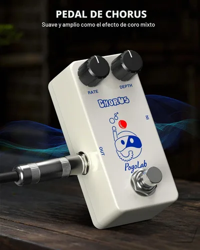 Vista 3 de Pogolab Pedal de Chorus, Pedal de Guitarra Chorus, Mini Pedal de Chorus Analógico, DC 9V, True Bypass para Guitarra Eléctrica Coro