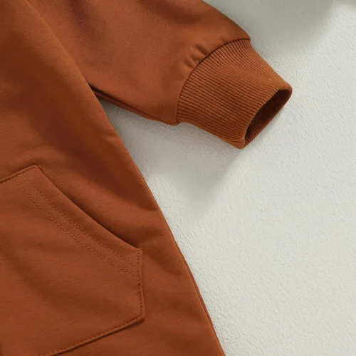 Vista 6 de AEEMCEM Mameluco de manga larga con capucha para bebé recién nacido, color liso, con cremallera, para otoño e invierno