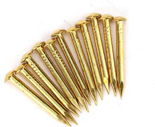 Vista 2 de Oumefar Uñas doradas de cabeza redonda de latón, minimodelo, bisagra de muebles de uñas, 100 piezas para accesorios de hardware, manualidades