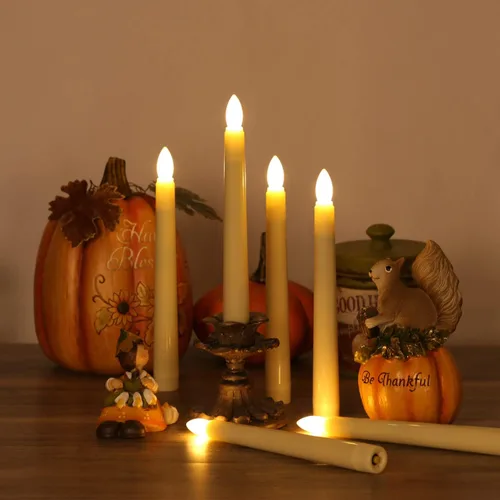 Vista 3 de Paquete de 9 velas de ventana sin llama de mecha 3D con control remoto y temporizador, velas LED cónicas de 7.9 pulgadas de alto, luz blanca cálida
