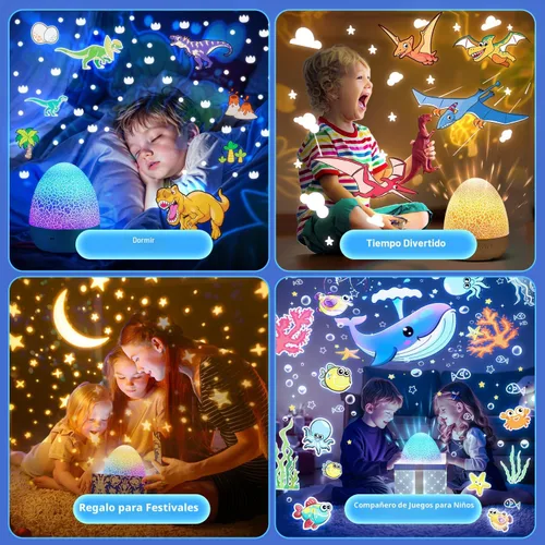 Vista 7 de PIKOY Juguetes de dinosaurio para niños de 3 a 5 años, regalos de Pascua para niños, juguetes de luz nocturna, proyector de luz nocturna, huevos
