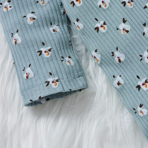 Vista 5 de Ropa para bebé recién nacida, mameluco con volantes, manga larga, floral, traje de otoño con diadema