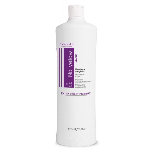 Vista 3 de Fanola Champú y máscara sin amarillo, tóner anti-latón morado para cabello rubio, plateado, gris y resaltado, máscara de depósito