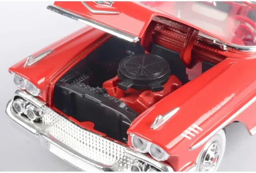 Vista 5 de Motor Max 1:24 W/B American Classics 1958 Chevrolet Impala Convertible Vehículo Diecast para niños unisex, rojo