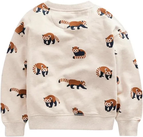 Vista 2 de Sudaderas para niños pequeños con estampado de cuello redondo y manga larga de algodón