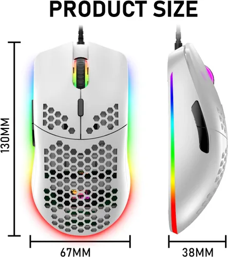 Vista 8 de Teclado mecánico para juegos 60% con cable, Chroma RGB 12 LED retroiluminado tipo C, inalámbrico, 61 teclas, teclado compacto para juegos, Bluetooth