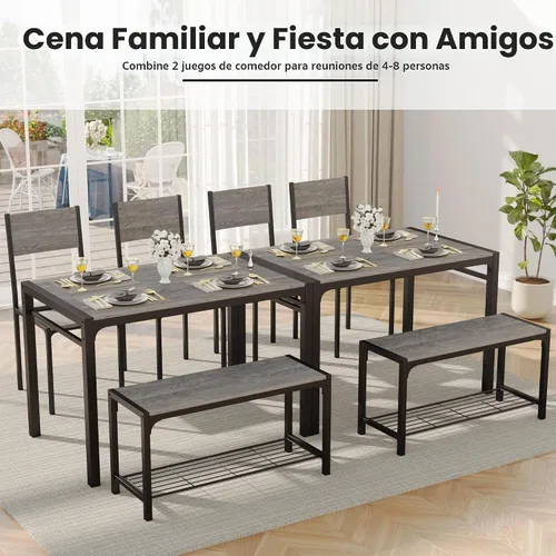 Vista 6 de JUMMICO Juego de mesa de comedor de 43.3" para 4, juego de mesa de cocina
