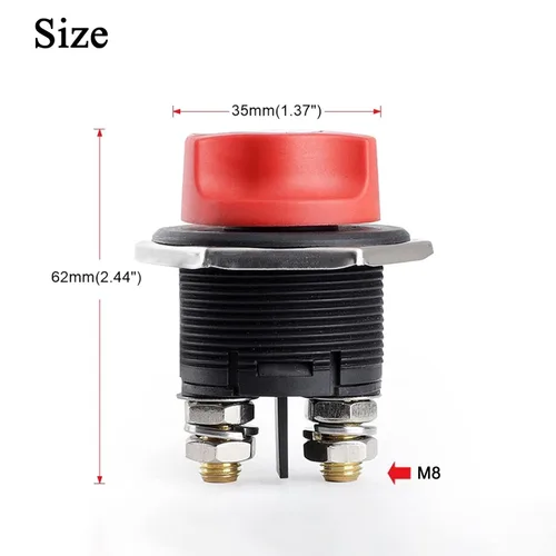 Vista 5 de Interruptor de batería de coche 12-48V Max 32V 200A Cont 300A INT Interruptor de desconexión de alimentación de batería Aislador de batería Master