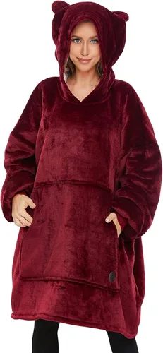 Vista 57 de THREE POODLE - Manta con capucha portátil para mujeres, sudadera con capucha de sherpa de gran tamaño para adultos hombres, mantas con capucha