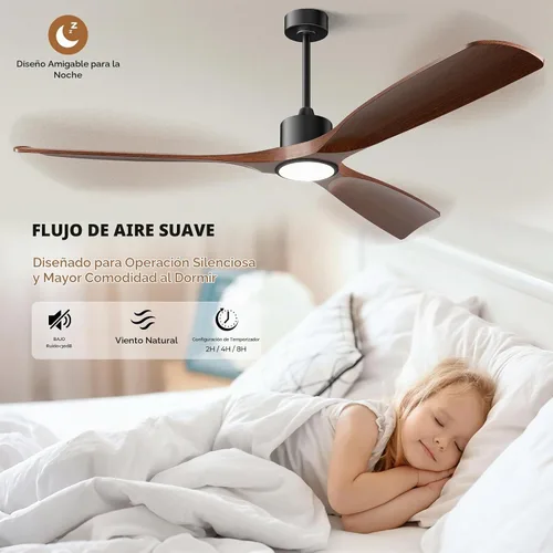 Vista 6 de Ventilador de techo inteligente de 52 pulgadas con luces, ventilador de techo para exteriores compatible con Alexa/aplicación/control remoto, motor