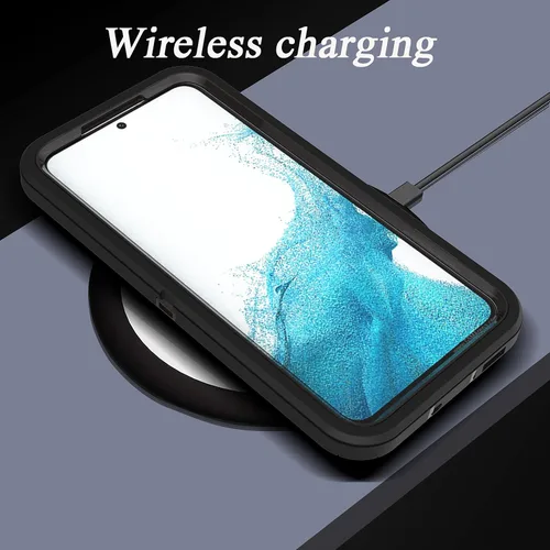 Vista 7 de YmhxcY Funda S22, funda para Galaxy S22, funda duradera de 3 capas a prueba de caídas, protección contra caídas, funda de goma sólida mate