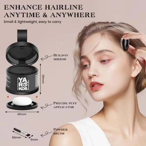 Vista 3 de Polvo de sombra de línea de cabello, gris oscuro, polvo de retoque de raíz para cubrir instantáneamente el cabello gris, cobertura de raíces
