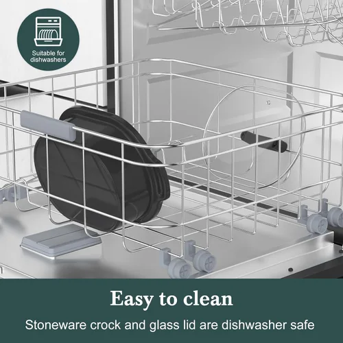 Vista 7 de Olla de Cocción Lenta Programable de 6 Cuartos con Recipiente Antiadherente Saludable Extraíble - Pequeño Electrodoméstico de Cocina para Cenas