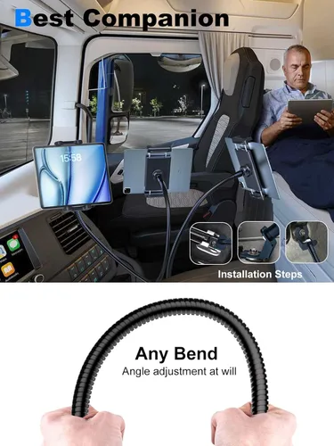 Vista 7 de Soporte para tablet para asiento de coche o camión, soporte largo de 19.7 pulgadas, brazo de cuello de cisne resistente para iPad Pro 12.9 Air Mini