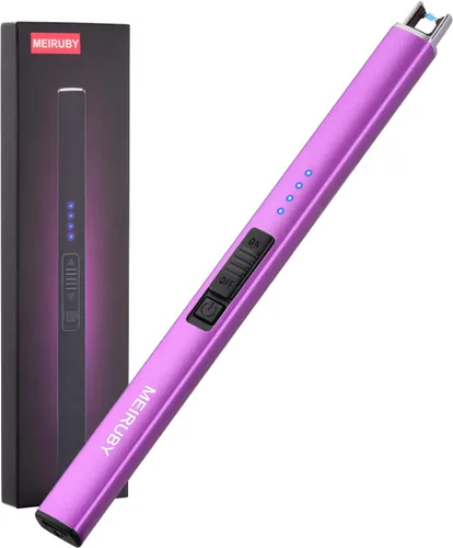 Vista 17 de MEIRUBY Encendedor eléctrico de velas largo electrónico, recargable por USB, arco, resistente al viento, encendedores sin llama para velas, camping