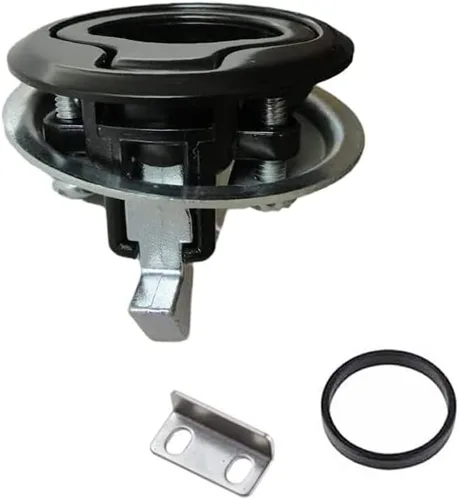 Vista 4 de WJSKDQ 2 pestillos de tracción al ras de 1.5 pulgadas, pestillo de elevación para lancha, cubierta, puerta, armario, gabinete, cerradura de Negro