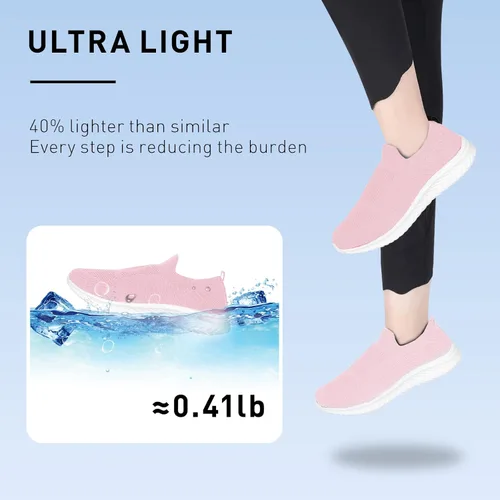 Vista 4 de JIAFO Zapatos deportivos para caminar para mujer, zapatos deportivos para mujer, zapatos de correr antideslizantes para mujer, sin cordones