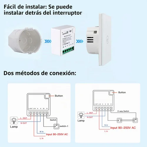 Vista 6 de Zigbee - Mini módulo de relé de interruptor inteligente WiFi, control de modo dual de 2 vías, interruptor de 16 A para automatización del hogar
