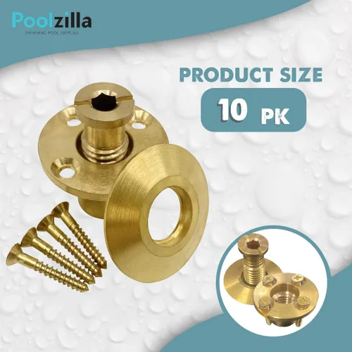 Vista 2 de Poolzilla - Cubierta de seguridad para piscina, anclaje de latón con collar para cubiertas de madera, paquete de 10 unidades, ajuste universal