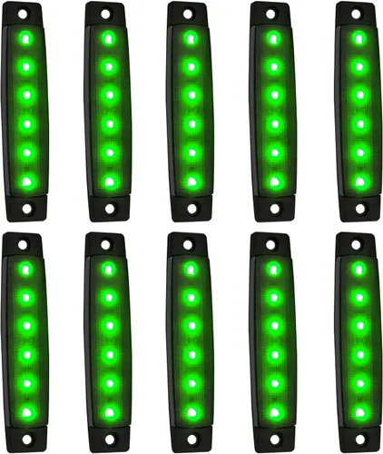 Vista 16 de Paquete de 10 Luces Laterales Marcadoras de Remolque LED Ámbar DC 12V de 3.8" con 6 LED, Barra de Luz de Separación, Tira de Luz Indicadora de Señal