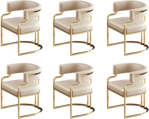 Vista 12 de Sillas de comedor de cocina para interiores, silla lateral tapizada para el hogar, silla con brazo de respaldo bajo, silla de comedor con piel