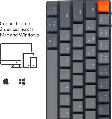Vista 2 de Keychron K7 - Teclado mecánico inalámbrico Bluetooth inalámbrico con cable y cable con diseño de 65 de diseño ultra delgado intercambiable