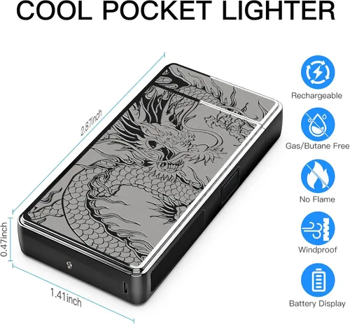 Vista 3 de Encendedor eléctrico, recargable por USB, arco de plasma, resistente al viento, sin llama, electrónico, sin butano, mini encendedor para velas