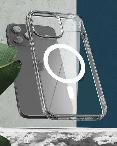 Vista 4 de ENCASED Funda magnética para iPhone 14 Pro, compatible con MagSafe, con protector de pantalla (transparente cristalino)