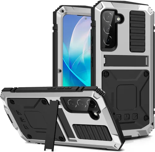 Vista 19 de Funda de metal para Samsung S23 de aluminio de grado militar, funda resistente con soporte de metal protector de pantalla a prueba de caídas, a