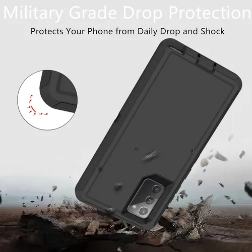 Vista 6 de Funda para Samsung Galaxy Note 20 (no para Note 20 Ultra), resistente funda protectora a prueba de polvo, a prueba de golpes, protección contra Negro