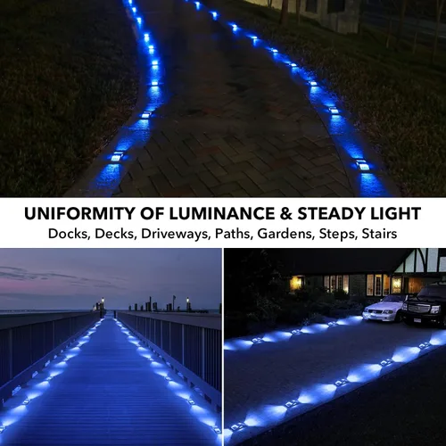Vista 2 de AGPTEK Luces Solares para Entrada de Vehículos 1 Paquete, Luces Marcadoras Solares LED Impermeables para Cubierta al Aire Libre, Muelle, Marina