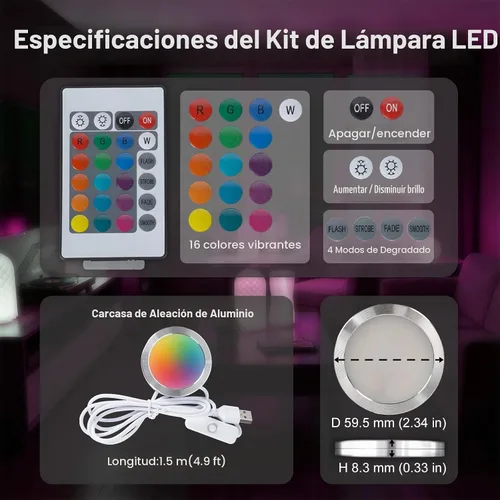 Vista 5 de Kit de lámpara LED RGB de control remoto de 20 Uds. 001 para Bambu Lab H2D/X1/P1P/A1 Multicolor Incluye Botón Batería Makerworld para Anycubic 20