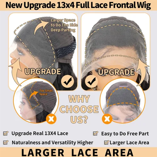 Vista 5 de Pelucas de cabello humano con malla frontal de onda suelta 13x4, densidad del 200%, con encaje frontal transparente HD, encaje frontal completo, sin