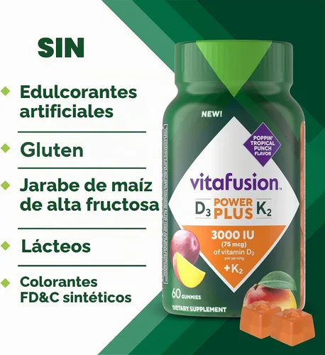 Vista 7 de Vitafusion Gomitas de vitamina D3 K2 60 unidades Delicioso sabor a