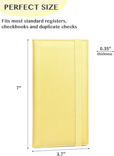 Vista 3 de Zreal Funda para chequera con función de bloqueo RFID para hombres y mujeres, Amarillo, Elegante