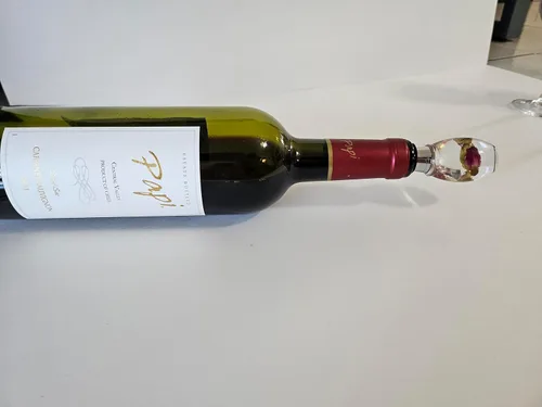 Vista 3 de tapon de botella de vino protector de vino (rojo con flor)