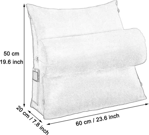 Vista 2 de Almohada de cuña para dormir después de la cirugía, almohada de lectura con soporte ajustable para el cuello para cama, sofá, respaldo, cojín Azul