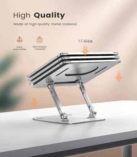 Vista 5 de JOIOT Soporte ajustable de aluminio para portátil, elevador ergonómico para Plateado