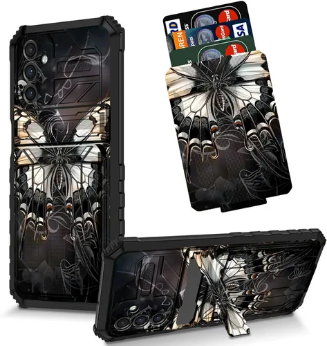 Vista 28 de Funda para Galaxy S21 FE 5G 2022 con soporte, funda de doble capa de policarbonato duro de TPU suave, estampado de vaca, estampado animal